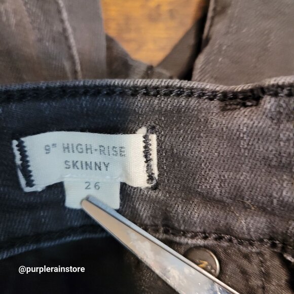 Madewell Jeans 26 Skinny 9" High Rise Black Sea Wash A8535 Tummy Control Stretch - Picture 5 of 12